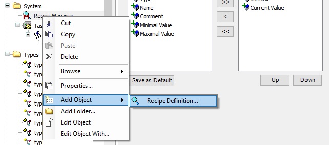 Adding a recipe definition